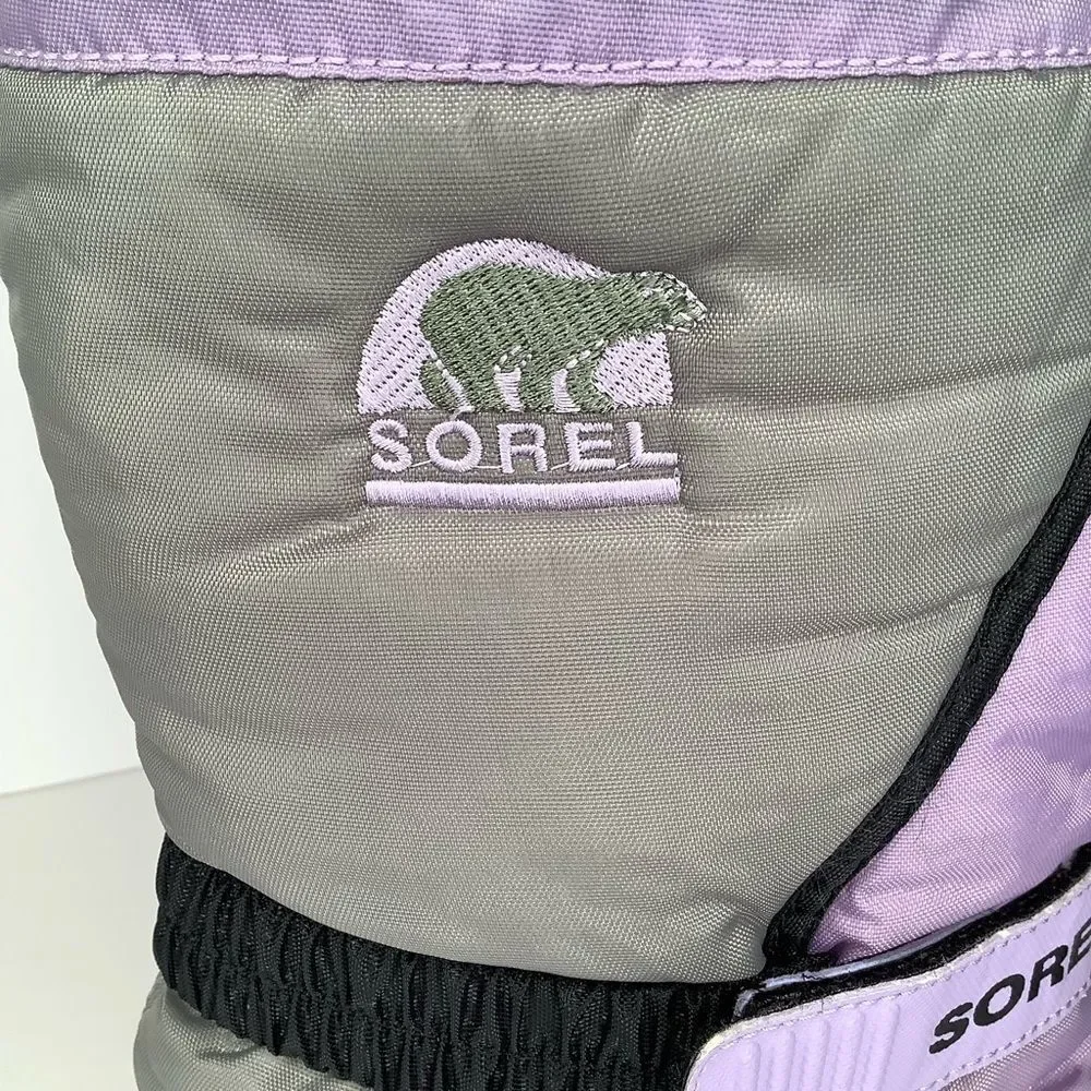 Sorel Flurry Lavender Gray Knee High Waterproof Winter Snow Big Girl Boots Sz 4